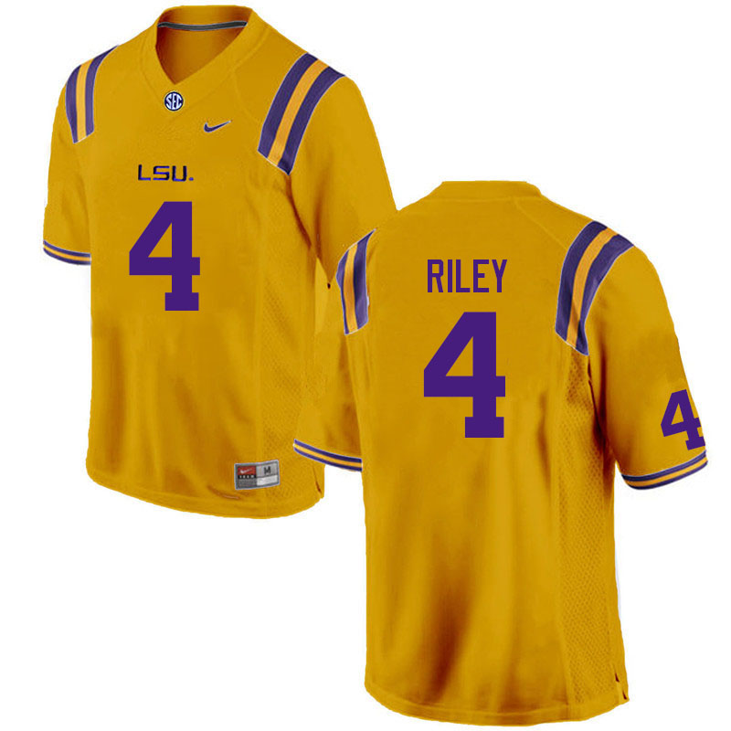 LSU Tigers #4 Duke Riley College Football Jerseys Stitched Sale-Gold